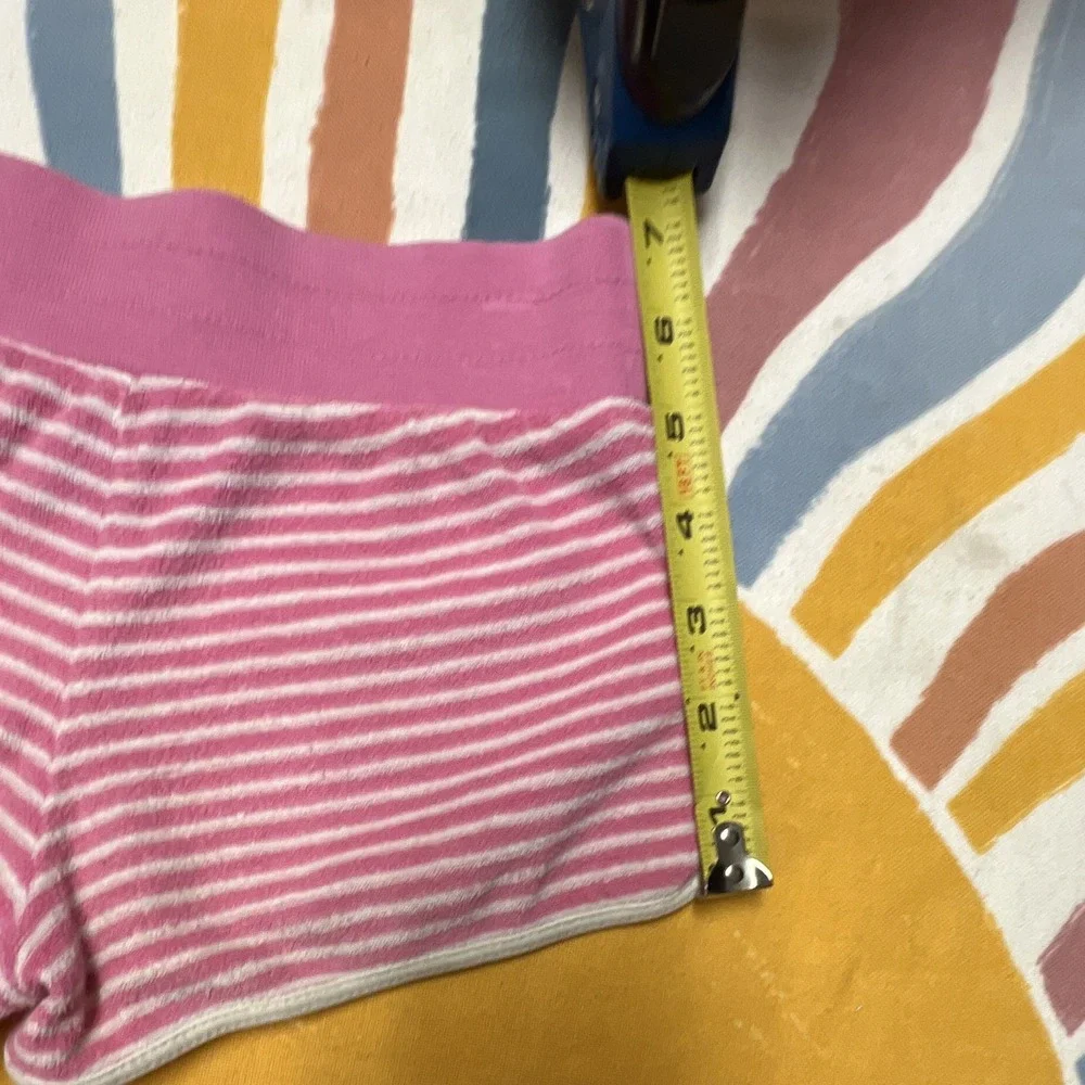 Ralph Lauren Girls Size5 Pink/White Striped Knit Shorts Drawstring Elastic k36.1